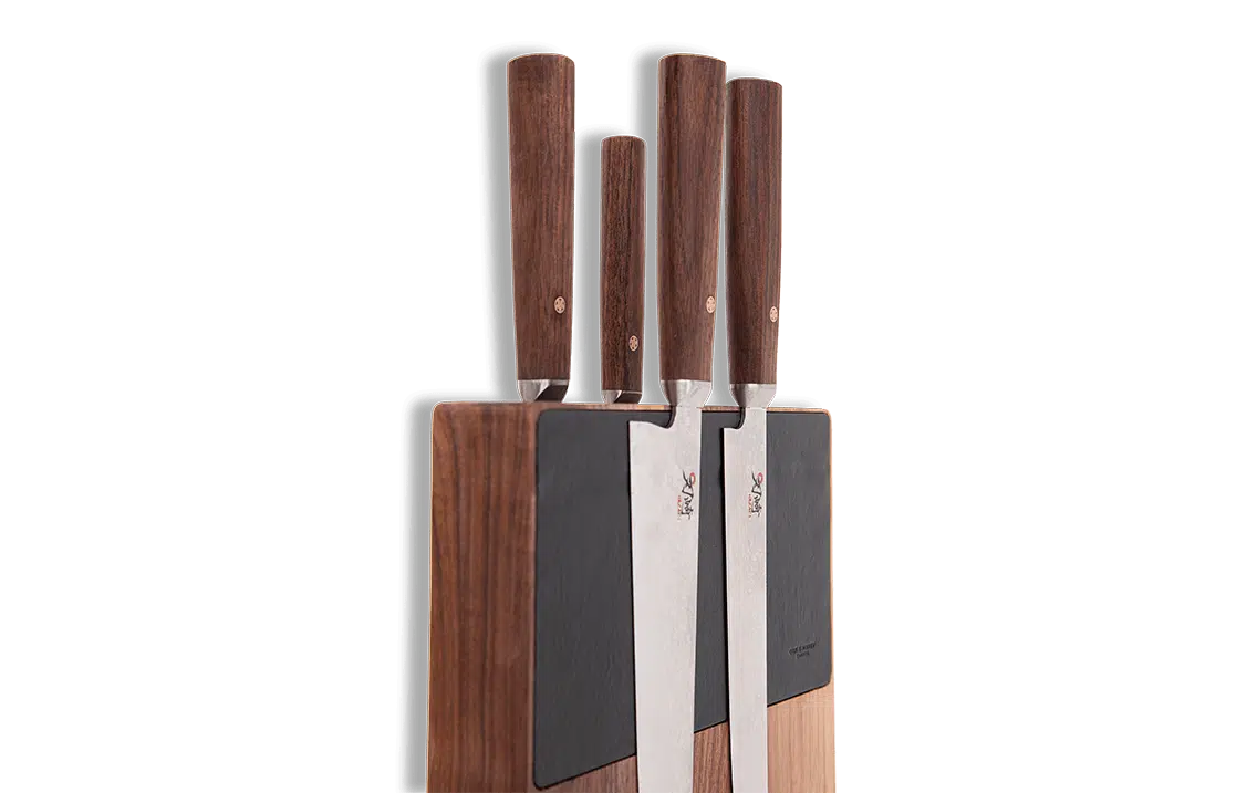 Hazaki - Bloc à couteaux - Noyer et cuir – Image 5